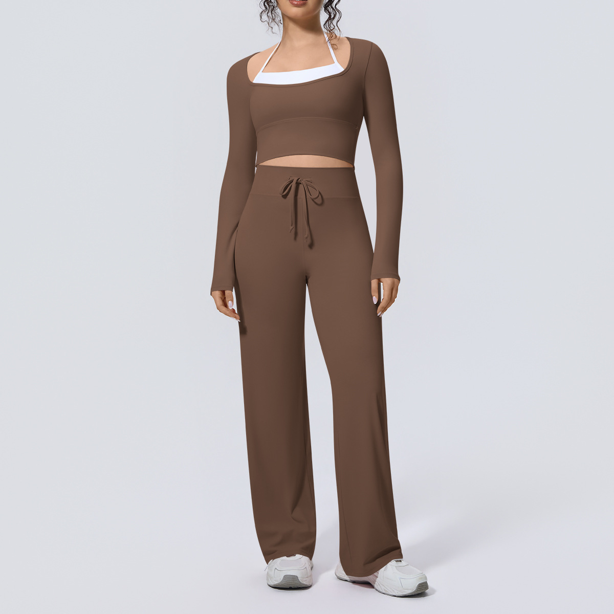 Women Yoga Suit 2PCS Square Ne - Compression Long Pant 评论和价格